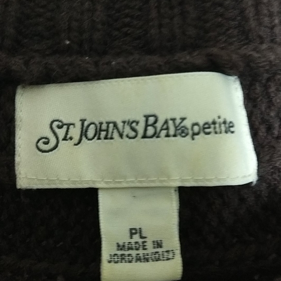 Cardigan Size Large Petite Chocolate Brown Cable Knit Button Front - Picture 2 of 3